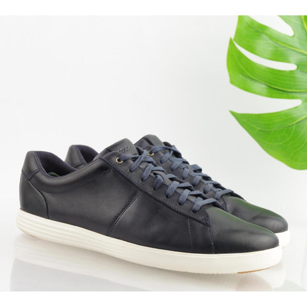 Cole Haan Mens Reagan Sneakers Size 10 Navy Blue Leather Casual Shoes Trainers